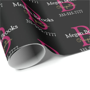 Geschäfts-Promo, Name, Monogramm und Titel auf Sch Geschenkpapier