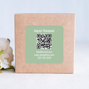 Geschäfts-QR-Code benutzerdefiniert Basic Grün Quadratischer Aufkleber