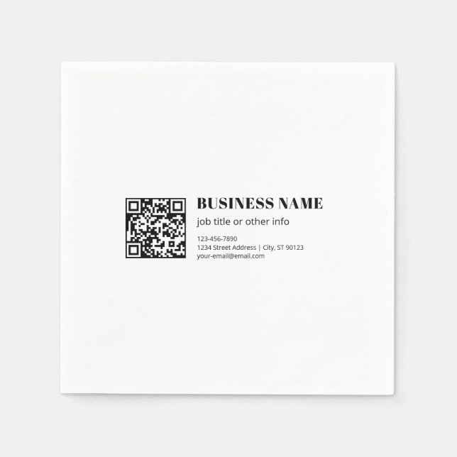 Geschäfts-QR-Code & editierbarer retro-moderner Te Serviette (Vorderseite)