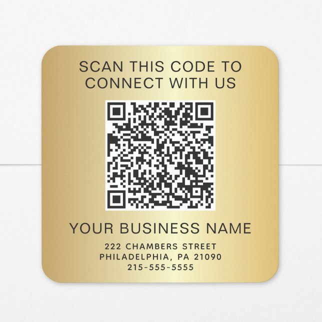 Geschäfts-QR-Code Gold Quadratischer Aufkleber (Von Creator hochgeladen)