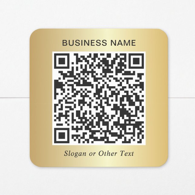 Geschäfts-QR-Code Gold Quadratischer Aufkleber (Von Creator hochgeladen)