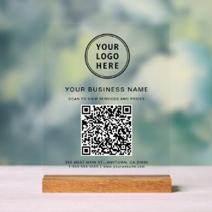 Geschäfts-QR-Code-Logo Klar Acrylschild