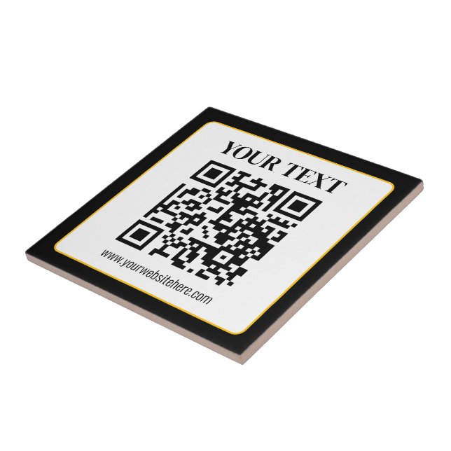 Geschäfts-QR-Code mit oberem und unterem Text, Sch Fliese (Seite)