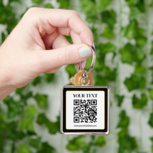 Geschäfts-QR-Code mit oberem und unterem Text, Sch Schlüsselanhänger