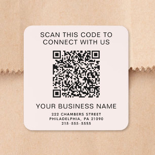 Geschäfts-QR-Code Rosa Quadratischer Aufkleber