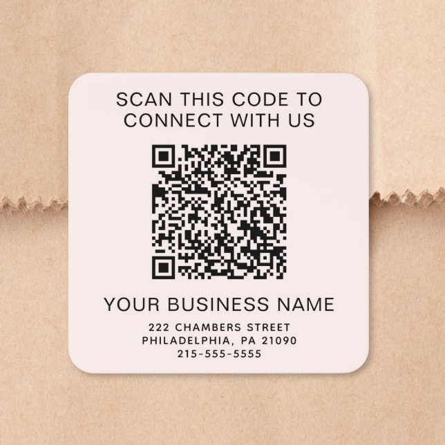 Geschäfts-QR-Code Rosa Quadratischer Aufkleber (Business QR Code Pink Square Sticker)