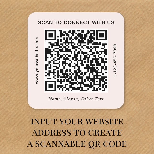 Geschäfts-QR-Code Rosa Quadratischer Aufkleber (Von Creator hochgeladen)