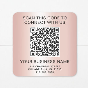 Geschäfts-QR-Code Roségold Quadratischer Aufkleber