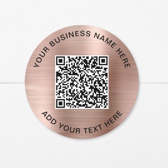 Geschäfts-QR-Code Roségold Runder Aufkleber (Business QR Code Rose Gold Classic Round Sticker)