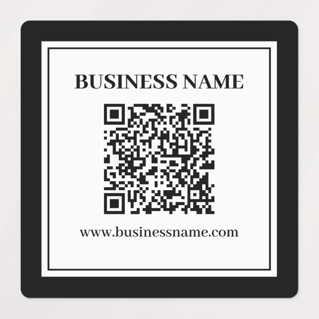 Geschäfts-QR-Code | Schwarz & Weiß Etiketten (Design 1)