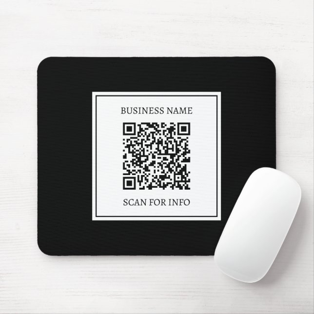 Geschäfts-QR-Code | Schwarz & Weiß Mousepad (Mit Mouse)