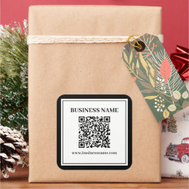 Geschäfts-QR-Code | Schwarz & Weiß Quadratischer Aufkleber