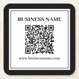 Geschäfts-QR-Code | Schwarz & Weiß Rechteckiger Pappuntersetzer