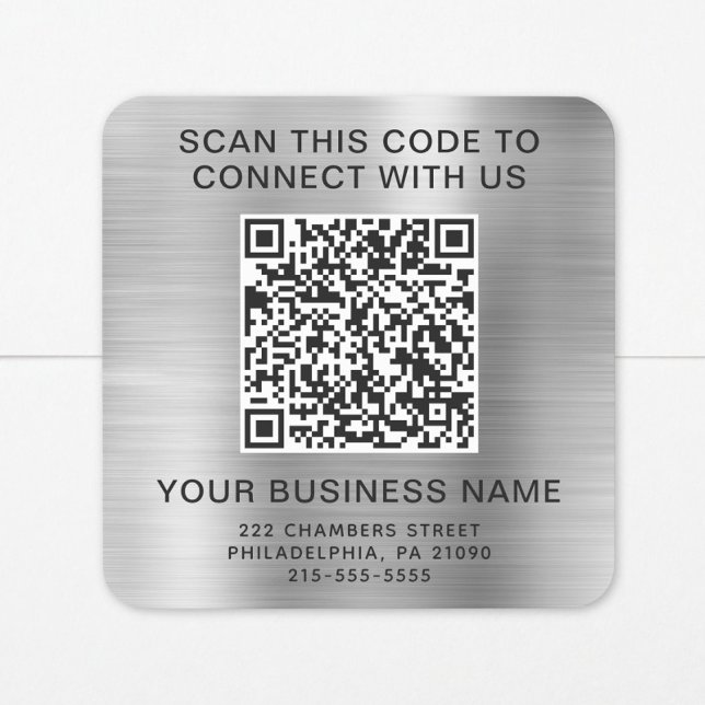 Geschäfts-QR-Code Silber Quadratischer Aufkleber (Von Creator hochgeladen)