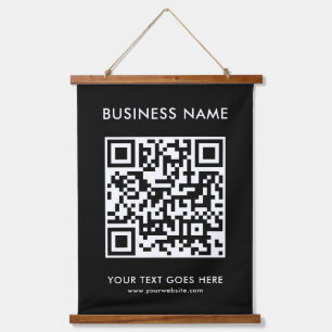 Geschäfts-QR-Code-Text-Logo hinzufügen Erstellen S Wandteppich Mit Holzrahmen