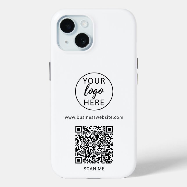 Geschäfts-QR-Code und Firmenlogo Case-Mate iPhone Hülle (Rückseite)