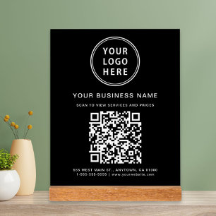 Geschäfts-QR-Code und Logo Schwarz Acrylschild