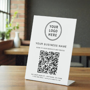 Geschäfts-QR-Code und Logo Sockelschild