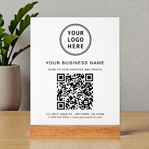 Geschäfts-QR-Code und Logo Weiß Acrylschild