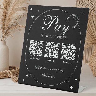 Geschäfts-Scan-To-Pay-3-QR-Codes einfach minimalis Sockelschild