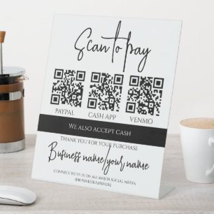 Geschäfts-Scan zum Bezahlen Personalisierter 3-QR- Sockelschild