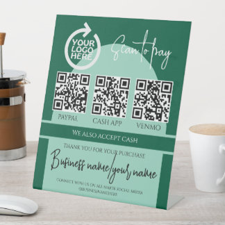 Geschäfts-Scan zum Bezahlen personalisierter Logo- Sockelschild