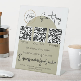 Geschäfts-Scan zum Bezahlen personalisierter Logo- Sockelschild