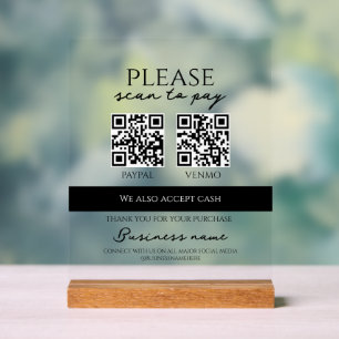 Geschäfts-Scan zum Bezahlen personalisierter QR-Co Acrylschild