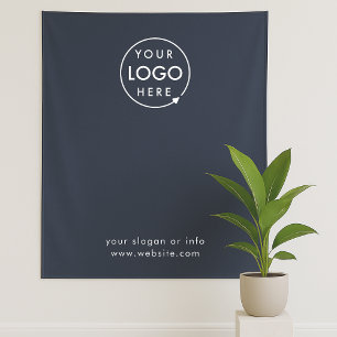 Geschäfts-Step-and-Repeat-Navy-Blue-Fotohintergrun Wandteppich
