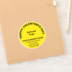 Geschäfts-Valentinsgruß auf gelbem runden Vinyl Aufkleber