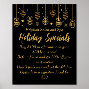 Geschäfts-Weihnachtsangebote Custom Schwarz Gold Poster