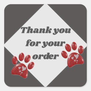 Geschäftsbedankung durch den Kunden Red Paws Quadratischer Aufkleber