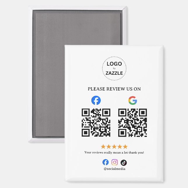 Geschäftsbewertung mit QR-Code Magnet (Vorderseite/Rückseite)