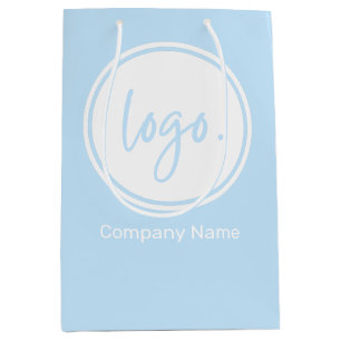 GESCHÄFTSBRANCHE MIT FirmenNAME & LOGO AUF BLAUE Mittlere Geschenktüte