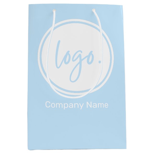 GESCHÄFTSBRANCHE MIT FirmenNAME & LOGO AUF BLAUE Mittlere Geschenktüte (Vorderseite)