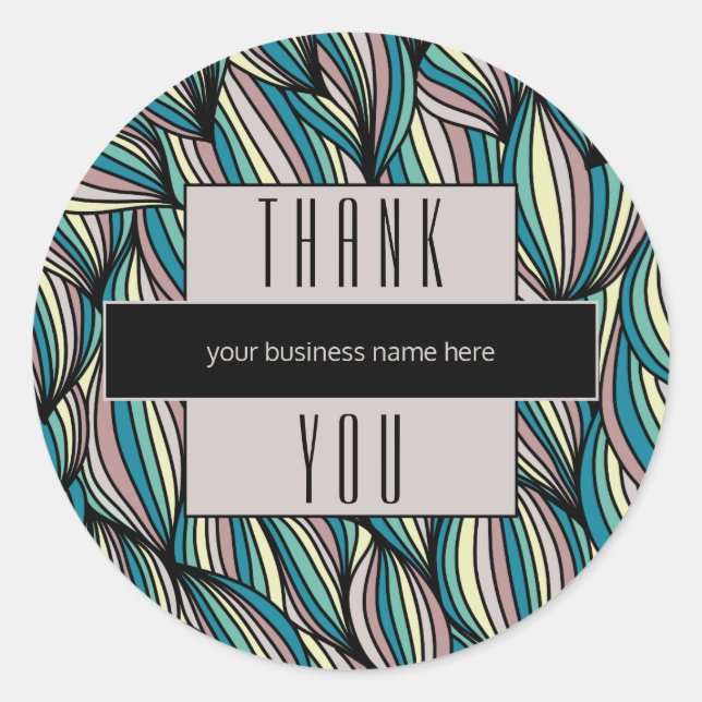 Geschäftsdanken Sie Lavendel und Black Abstrakt Runder Aufkleber (Vorderseite)