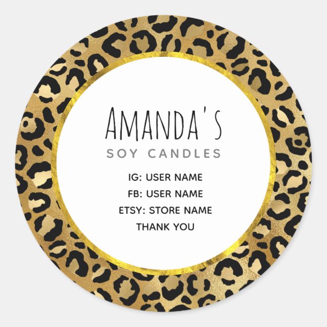 Geschäftsfeld "Wild & Exotic Leopard Print Pattern Runder Aufkleber (Vorderseite)
