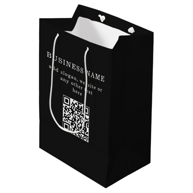 Geschäftsfördernder QR-Code  Mittlere Geschenktüte (Vorderseite Schrägansicht)