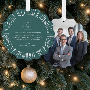Geschäftsfoto-Logo Kiefern grün Frohe Weihnachten Ornament Karte