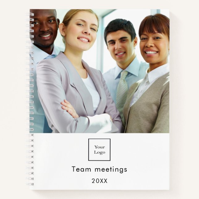 Geschäftsfoto-Logo weißes Team-QR-Code Notizbuch (Vorderseite)