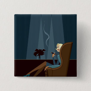 Geschäftsfrau-rauchende Zigarre Button