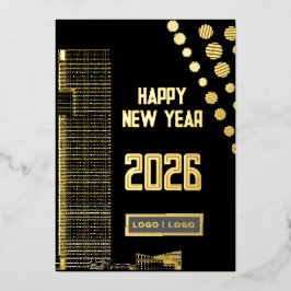 Geschäftsfreudiges neues Jahr 2026 - städtisches L Folien Feiertagskarte