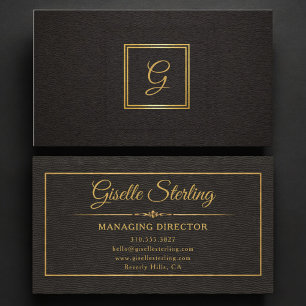 Geschäftsführer-Monogramm Gold Schwarz Visitenkarte