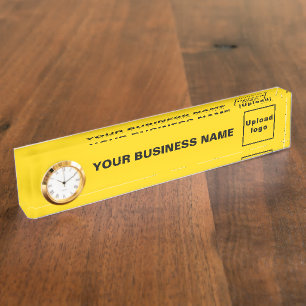 Geschäftsgelb Acryl mit Uhr Namensplakette