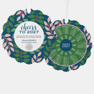 Geschäftsgruß mit Logo und 2027-Kalender Ornament Karte