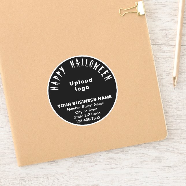 GeschäftsHalloween-Gruß auf Black Round Vinyl Aufkleber (Notizbuch)