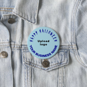 GeschäftsHalloween-Gruß auf Light Blue Round Button