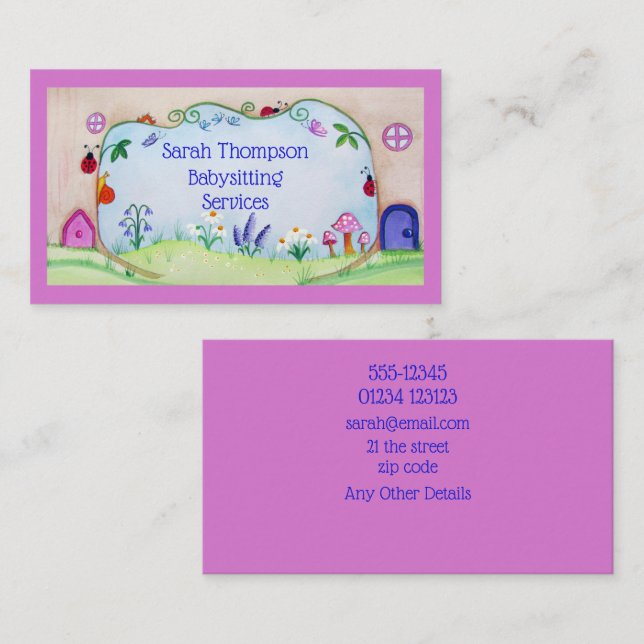 Geschäftskarte "Babysitting Services Business Card Visitenkarte (Vorne/Hinten)