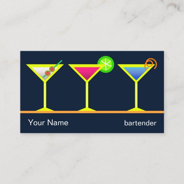 Geschäftskarte des Barkeepers Visitenkarte (Vorderseite)