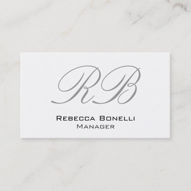 Geschäftskarte des Kalligrafischen White Monogram  Visitenkarte (Vorderseite)